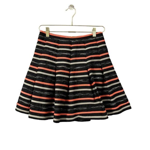Anthropologie HD In Paris Ruffled Tiered Striped Skirt Women's 02P‎ Orange Black - Picture 1 of 8